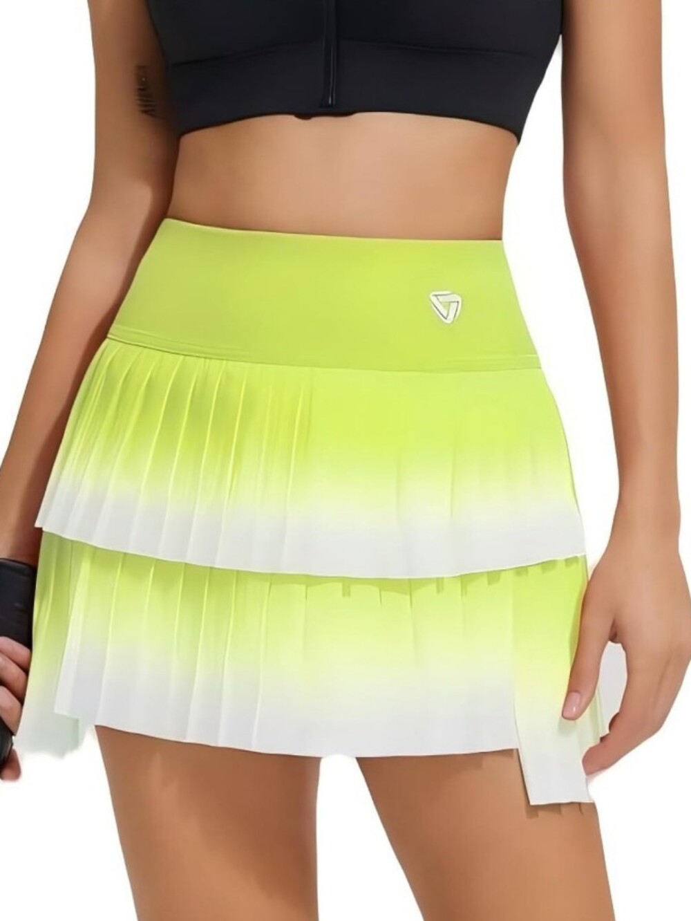 Mudere Gradient Lemon Yellow Pleated Skort with Shorts & Pockets Size Med NWT